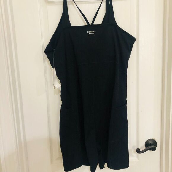 Calvin Klein Performance Women's Strappy-Back Active Romper Black Plus Size 3X - Picture 9 of 11